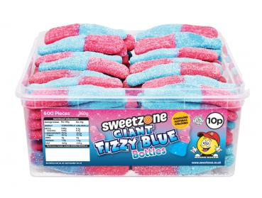 Sweetzone Giant Fizzy Blue Bottles 600 Stück Grosse Saure Flaschen