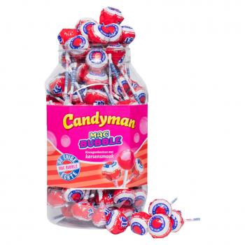 Candyman Strawberry Lollies mit Kaugummi 100 Stück