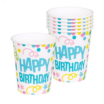 6 Becher Happy Birthday 250ml