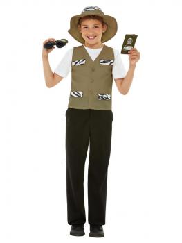 Safari Explorer Set mit Weste, Hut, Fernglas, Reisepass und Abzeichen