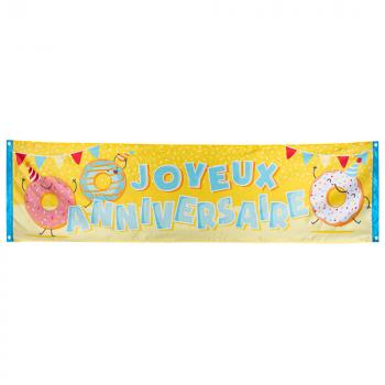  Polyester Banner Donut 'Joyeux Anniversaire' (50 x 180 cm)