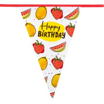 PE Wimpelkette Fruit 'Happy Birthday' 30 x 20 cm - 6m