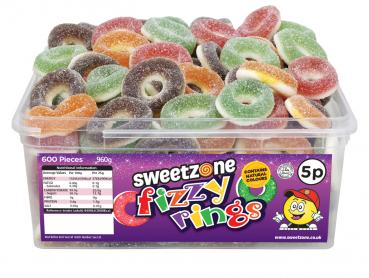 Sweetzone Fizzy Rings 120 Stück Saure Ringe