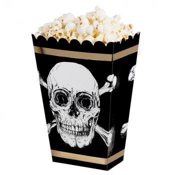 Piraten Popcorn Schachteln 4 Stück 19x13.5 cm Schwarz Gold