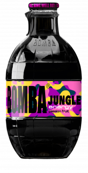 BOMBA Jungle Passionfruit Energy Drink 250ml  Energie Drink mit Passionsfrucht Geschmack in cooler Glasflasche.