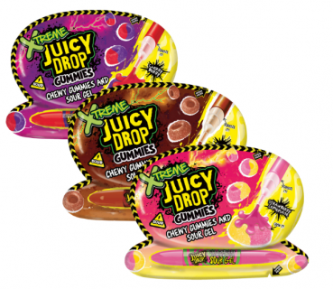 Bazooka Juicy Drop Gummies, Kaubonbon mit saurer Flüssigkeit, Fruchtgummi