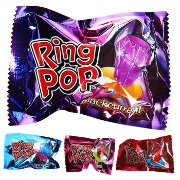 Bazooka Ring Pop Lolli in Ring-Form mit Erdbeer-, Blaubeer- oder Cola-Geschmack