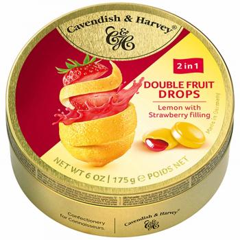 Cavendish & Harvey Double Fruit Drops Lemon with Strawberry Filling 175g