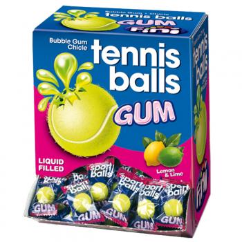 Fini Tennis Balls Bubble Gum in Tennisball-Form mit flüssiger Füllung mit Zitronen-Limetten-Geschmack