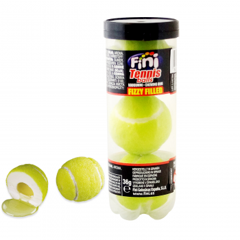 Fini Tennis Balls Fizzy 3 Kaugummis in Tennisball-Form mit flüssiger Füllung mit Zitronen-Limetten-Geschmack