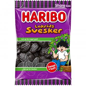 Haribo Lakrids Svesker 375g Weiches Lakritz mit Pflaumen Geschmack. Ohne künstliche Farbstoffe.