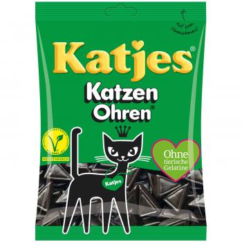 Katjes Katzen Ohren 200g Würzige Hartlakritz-Dreiecke. Gelatinefrei. Für Vegetarier geeignet.