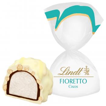 Lindt Fioretto Cocos Minis 115g  Einzeln gewickelte Pralinen (ca. 10 Stück) mit Kokos-Füllung, Crisp-Hülle und Überzug aus weißer