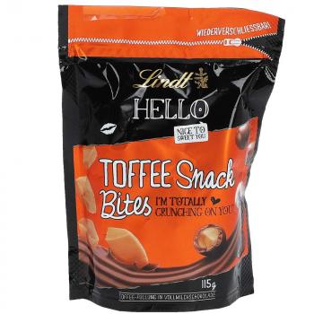 Lindt Hello Toffee Snack Bites 115g Knusprige Butter-Caramel-Kugeln in Vollmilchschokolade