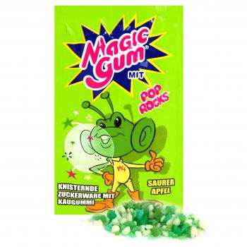 Magic Gum Pop Rocks Saurer Apfel  mit Kaugummistücken mit Knistergranulat und Apfelgeschmack