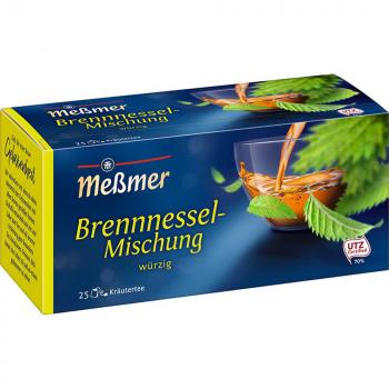 Von wegen Unkraut. Meßmer Brennnessel-Mischung ist der milde Kräutertee mit der würzigen Note. Süßholzwurzel und Fenchel verleihen dem Tee einen pikanten Anis-Geschmack, der das sanfte Aroma der Brennnessel harmonisch ergänzt. Gönnen Sie sich ihn warm als