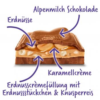 Milka Peanut Caramel 276g XXL-Tafel aus Alpenmilch-Schokolade mit Karamell- und Erdnuss-Creme