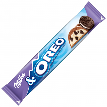 Milka & Oreo Riegel aus Schokolade mit Milchcreme-Füllung mit Vanille-Geschmack und Kakaokeks-Stückchen