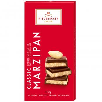 Niederegger Marzipan Tafel Classic Zartbitter 110g Gefüllte Zartbitter-Schokolade mit Marzipan