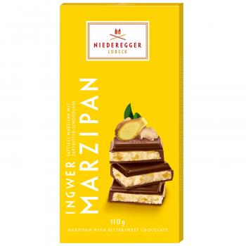 Niederegger Marzipan Tafel Ingwer 110g Gefüllte Zartbitter-Schokolade mit Ingwer-Marzipan