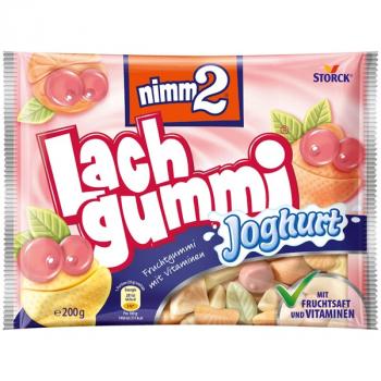 nimm2 Lachgummi Joghurt 200g  Fruchtgummis mit Fruchtsaft, Vitaminen und Magermilchjoghurt, 6-fach sortiert