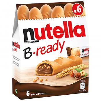 nutella B-ready 6er   6 einzeln verpackte Waffeln mit Haselnuss-Brotaufstrich-Füllung und Weizencrisp