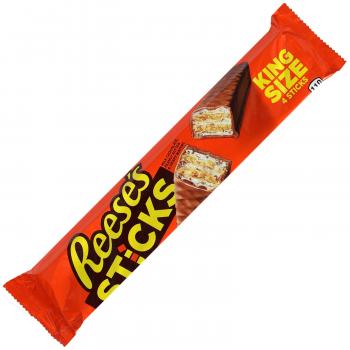 Reese's Sticks King Size 4 Knusperwaffel-Riegel mit Erdnussbutter-Füllung und Überzug aus Milchschokolade