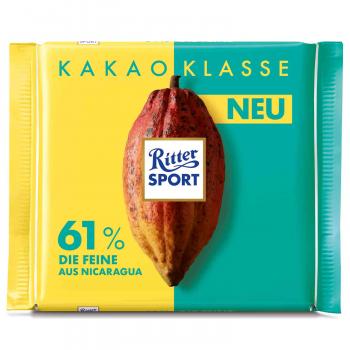 Ritter Sport Kakao Klasse 61% Die Feine aus Nicaragua 100g Edelbitterschokolade