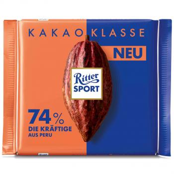 Ritter Sport Kakao Klasse 74% Die Kräftige aus Peru 100g Edelbitterschokolade