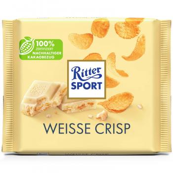 Ritter Sport Weiss + Crisp 100g Weiße Schokolade mit knusprigen Corn- und Reis-Flakes