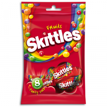 Skittles Fruits 208g 8 Minibeutel mit Kaudragees mit knuspriger Zuckerhülle und Fruchtgeschmack