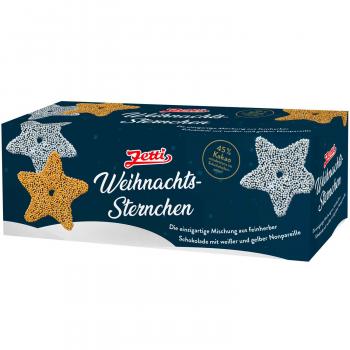 Zetti Weihnachtssternchen 250g  Feinherbe Schokoladensterne bestreut mit Nonpareille