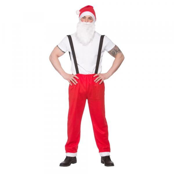 Weihnachtsmann Set mit Hose, Hosenträger, Bart, Hut