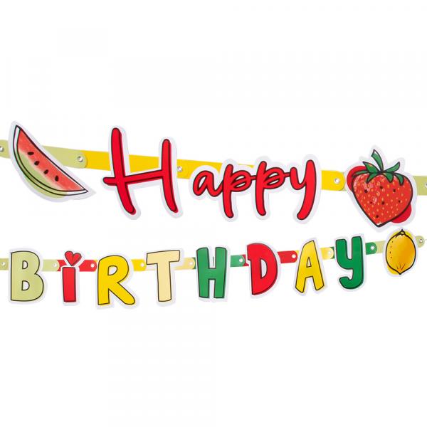 Karton-Buchstabengirlande Fruit 'Happy Birthday' (300 cm)