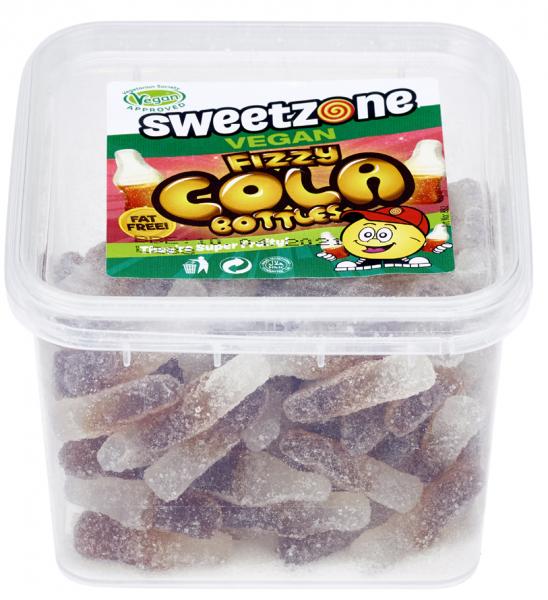 Sweetzone Vegan Fizzy Cola Bottles Tub 180g Autopack Vegane Saure Cola Flaschen