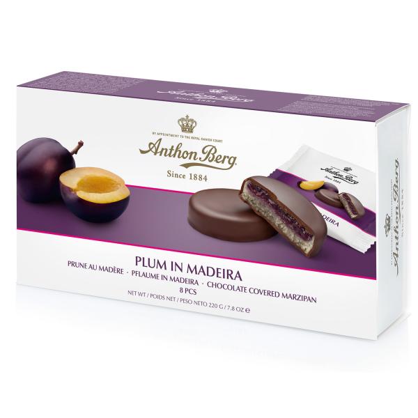 Anthon Berg Plum in Madeira 8 einzeln verpackte Marzipan Pasteten