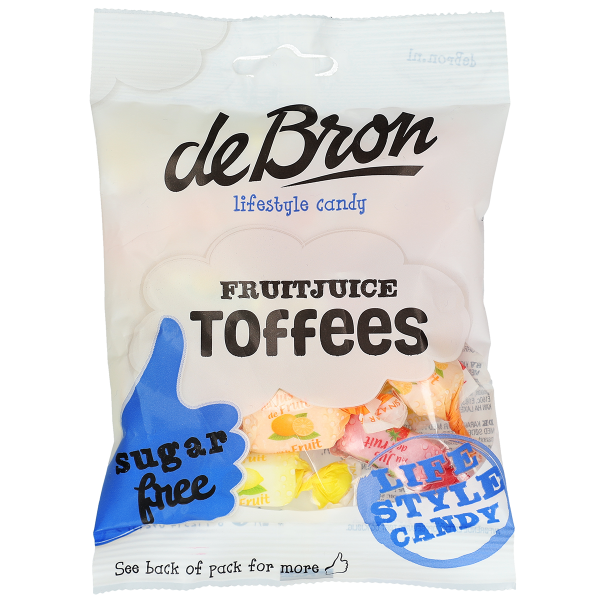 de Bron Fruitjuice Toffees sugarfree 90g