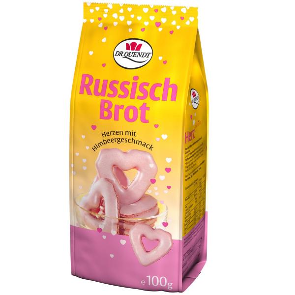 Dr. Quendt Russisch Brot Herzen mit Himbeergeschmack 100g