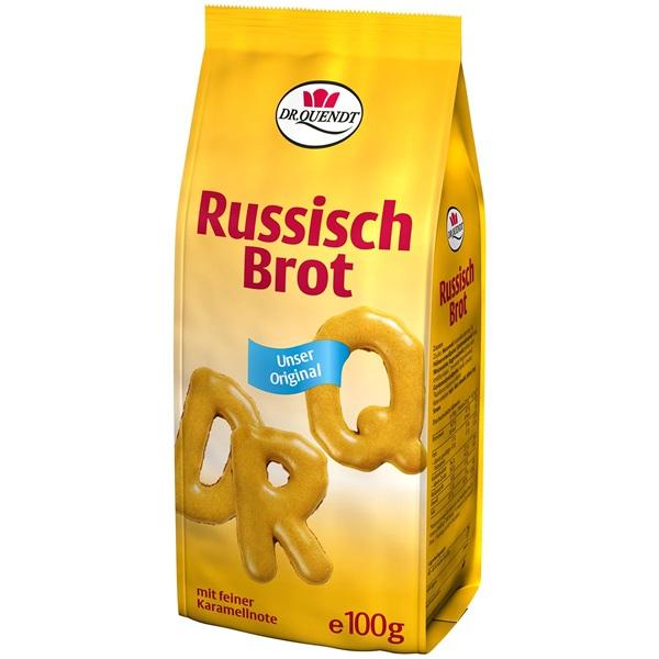 Dr. Quendt Dresdner Russisch Brot Original 100g Knusprige Buchstaben-Plätzchen mit kakaohaltiger Glasur