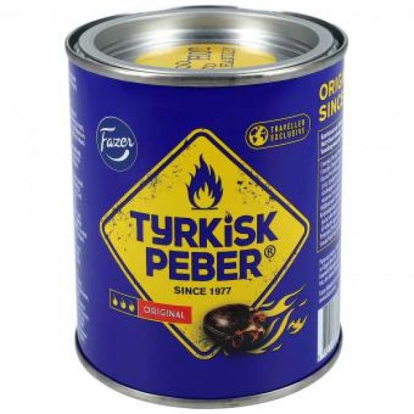 Fazer Tyrkisk Peber Original Travel Edition 375g Metalldose mit extrascharfen Lakritz-Bonbons