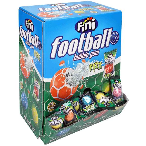 Fini Football Bubble Gum in Fußball-Form mit saurer, flüssiger Füllung