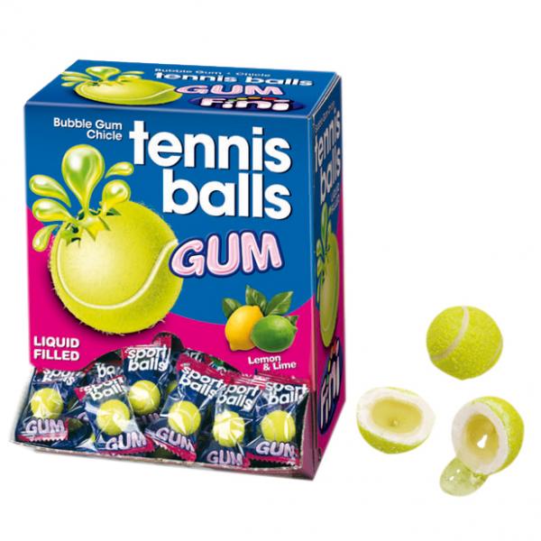 Fini Tennis Balls Bubble Gum in Tennisball-Form mit flüssiger Füllung mit Zitronen-Limetten-Geschmack