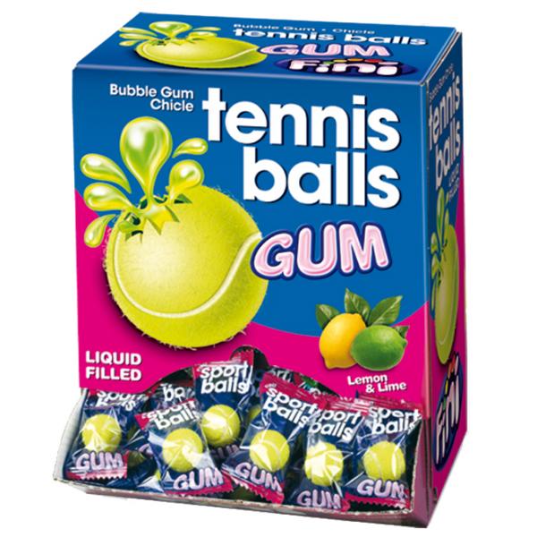 Fini Tennis Balls Bubble Gum in Tennisball-Form mit flüssiger Füllung mit Zitronen-Limetten-Geschmack