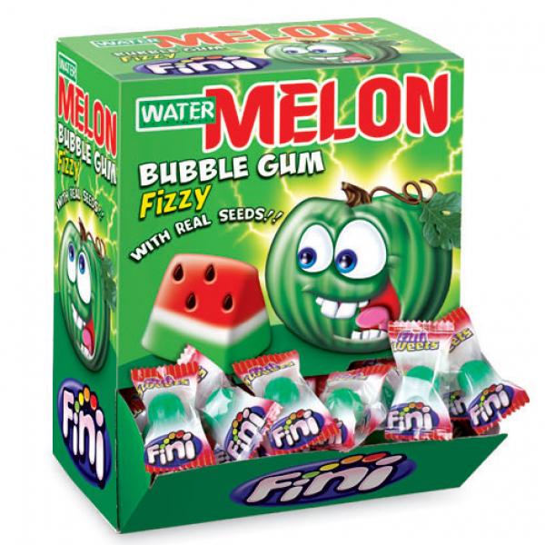 Fini Watermelon Fizzy Bubble Gum mit Wassermelonen-Geschmack und extrasaurer Füllung