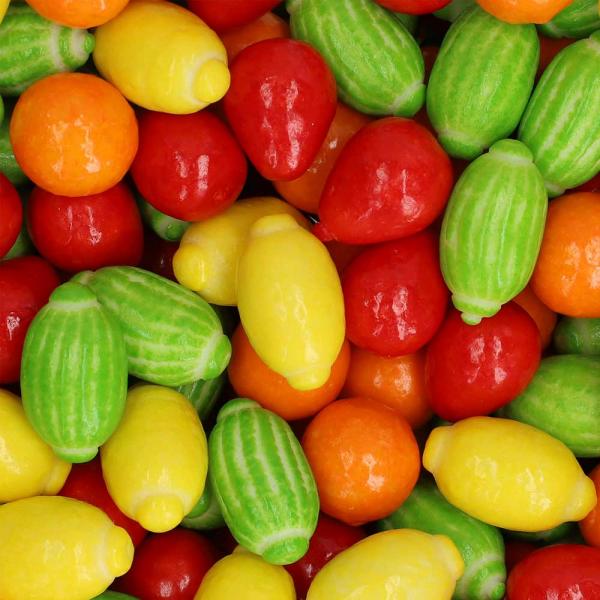 Fizzy Fruits Caribbean Fruit Mix 300er  300 Kaugummis mit Frucht-Geschmack und saurer Brausefüllung, 4-fach sortiert