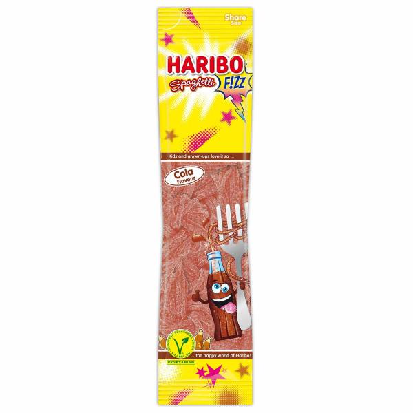 Haribo FIZZ Spaghetti Cola 200g Extrasaure gezuckerte Fruchtgummi-Schnüre mit Colageschmack