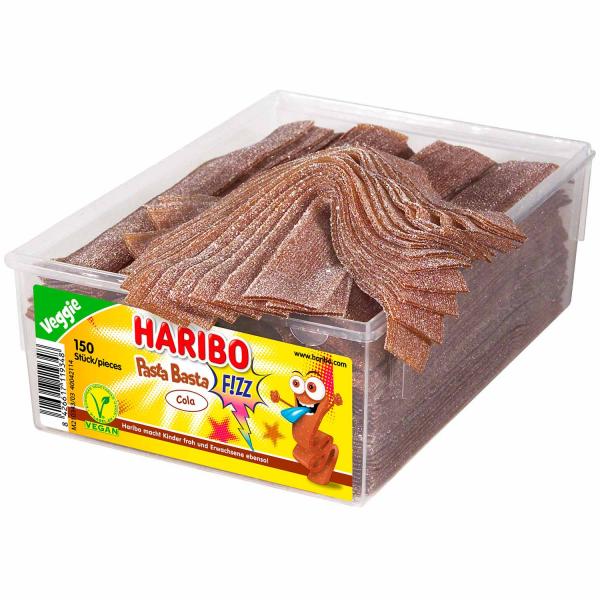 Haribo Pasta Basta Cola FIZZ 150 extrasaure Fruchtgummi-Streifen mit Colageschmack