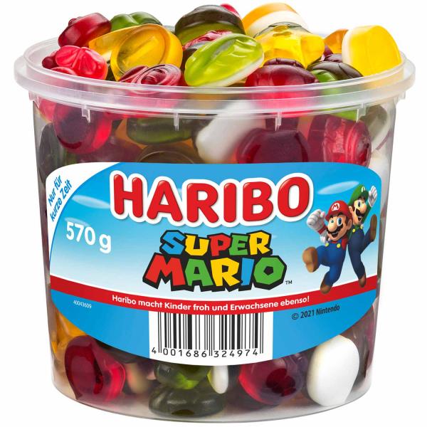 Haribo Super Mario 570g  Fruchtgummi, teilweise mit Schaumzucker