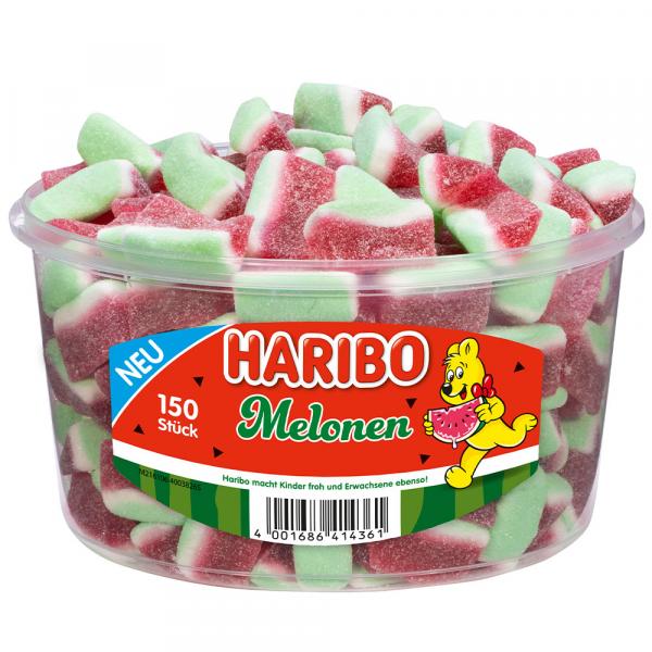 Haribo Melone 150er Sauer gezuckertes Fruchtgummi mit Wassermelonen-Geschmack