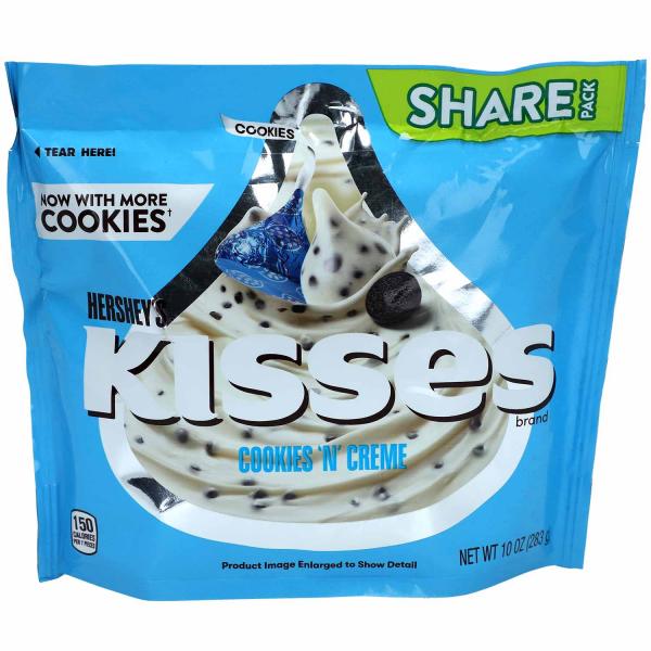 Hershey's Kisses Cookies'n'Creme 283g weiße Schokolade in Tropfenform mit Keksstückchen